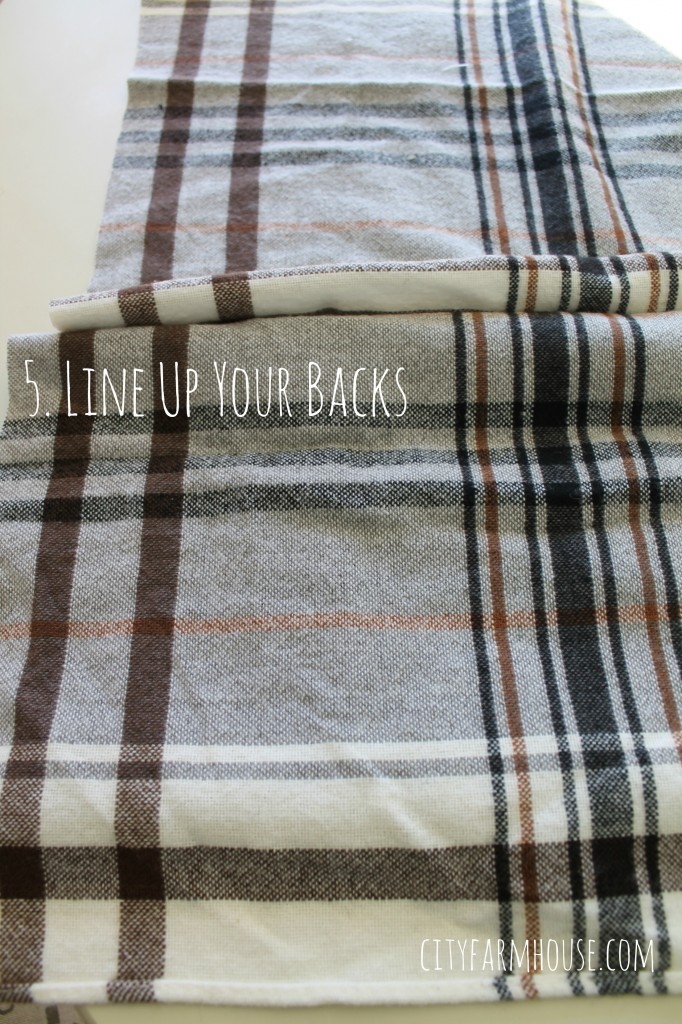 DIY Pillows-Easiest & Best Bang For the Bucks{Perfect for the Holidays} line up your backs