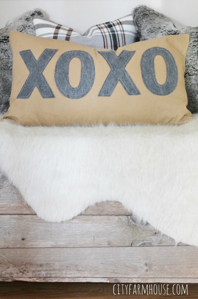 Anthropologie Inspired Pillow XOXO- City Farmhouse Felt Letters- Cozy Little Nook