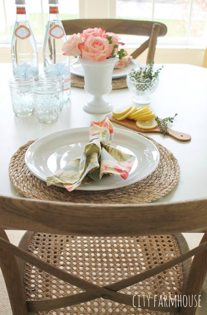 Pottery Barn Inspired Round Jute Placemats & Summer Table {City Farmhouse}