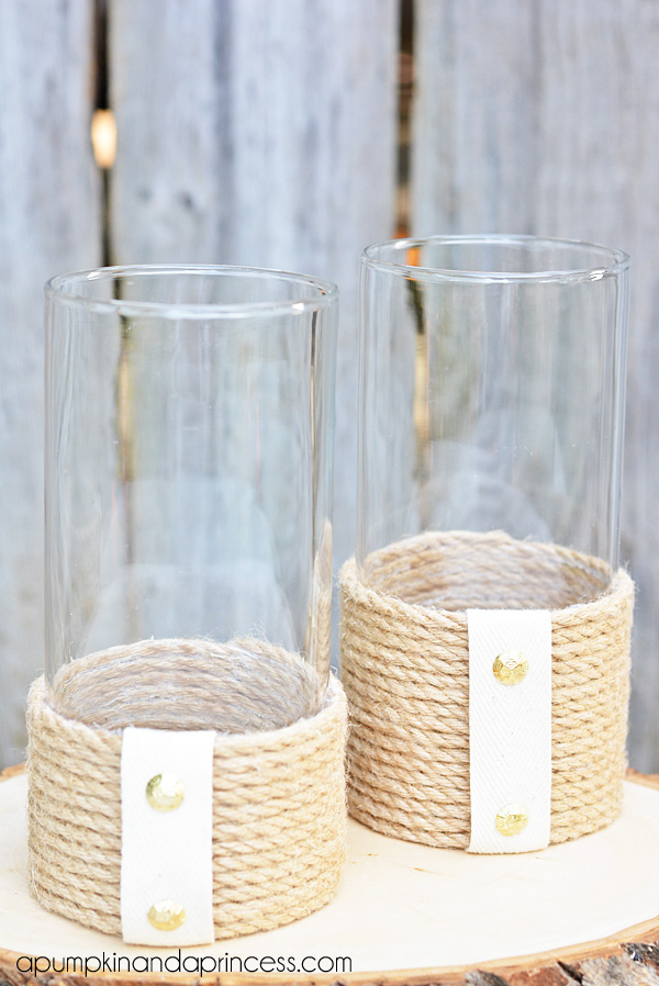 DIY-Nautical-Rope-Hurricane-Vase - City Farmhouse by Jennifer O'Brien