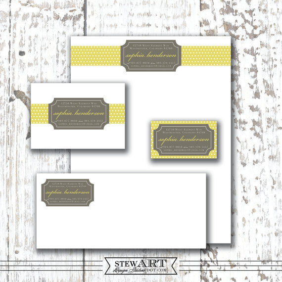Personalized STATIONARY SUITE - Business Card / Letterhead / Stationary Card / Envelope - Printable Digital Designs - Sophia