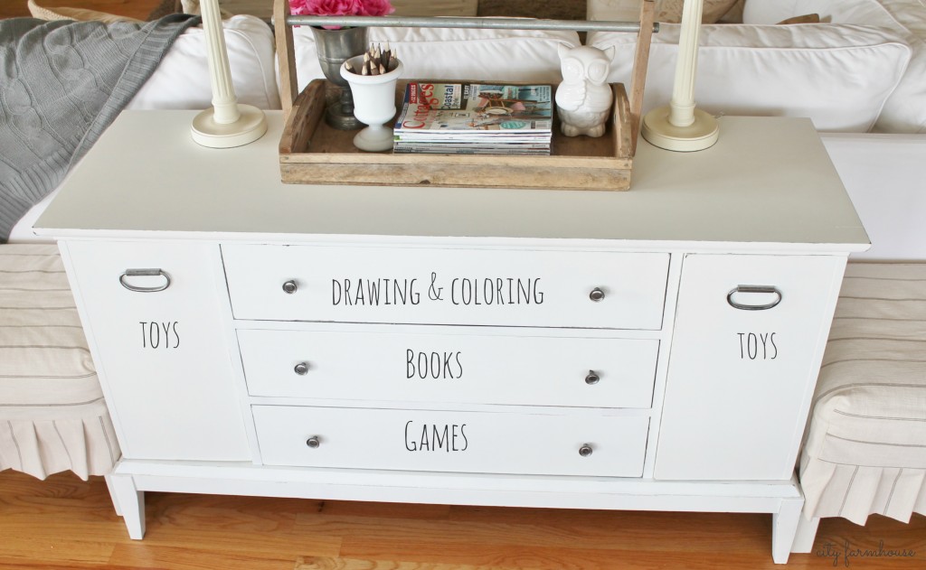 A Vintage Buffet= pretty, thrifty & functional storage for just $25