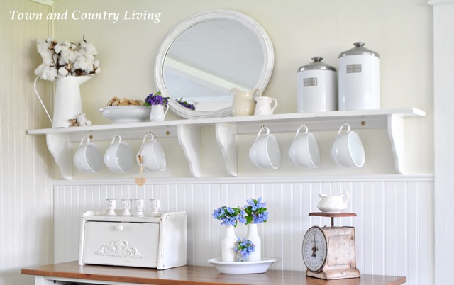 Open Shelving in the Kitchen via Town and Country Living