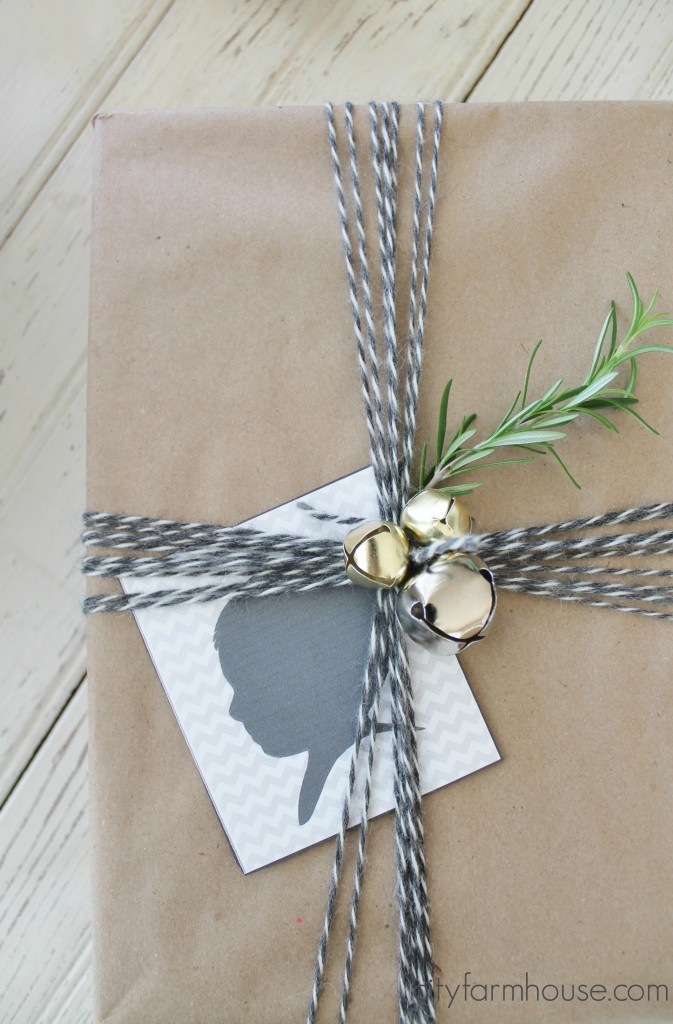 City Farmhouse- 10 fun & meaningful holiday wrapping ideas {use silhouettes, fresh rosemary & bells}