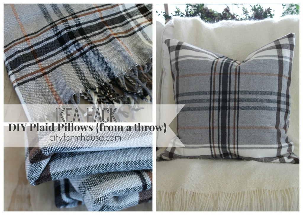 City Farmhouse-IKEA Hack-Diy Pillows from a  throw