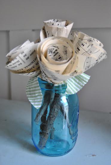 vintage music sheet flowers