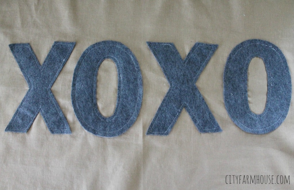 Anthropologie Inspired Pillow XOXO-Press & PIn Top and Bottom Pieces, then sew {City Farmhouse}