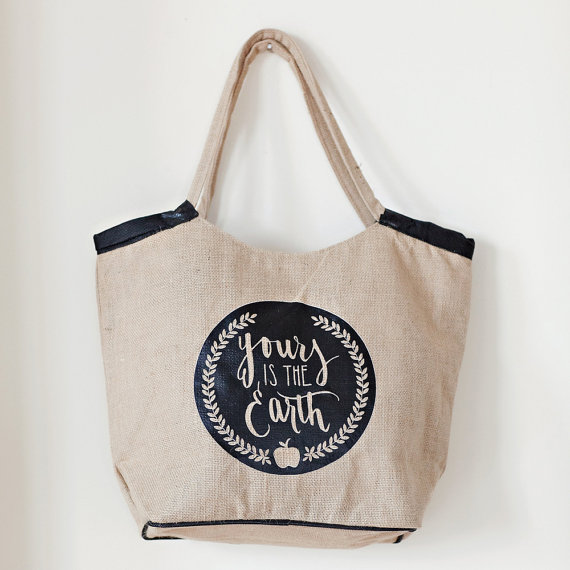 Yours is the Earth // Burlap Market Tote with Wallet