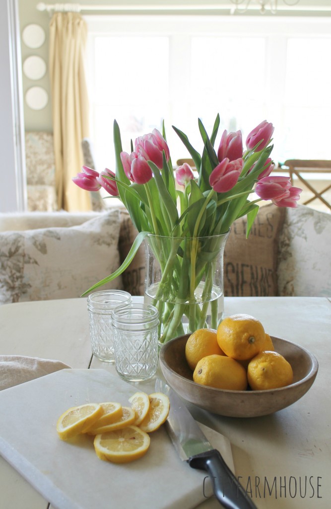 Spring Eat In Nook & Dining Room {City Farmhouse} Tulips & Lemons