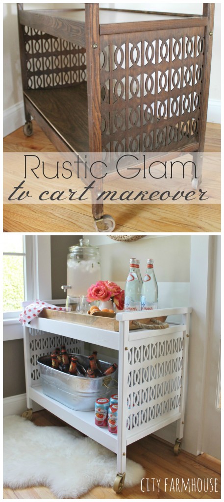Rustic Glam TV Cart Makeover Before & After