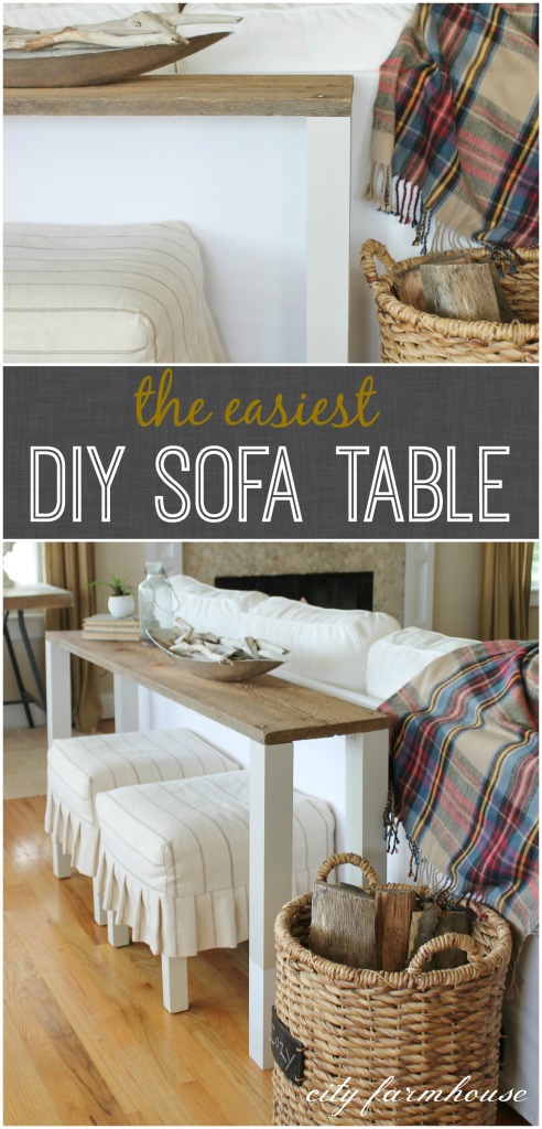 DIY  Dipped Sofa Table Using Reclaimed Wood- The Easiest Ever!!!