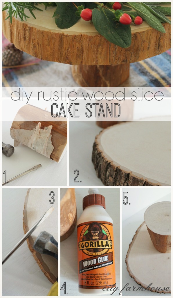 DIY Rustic Wood Cake Stand