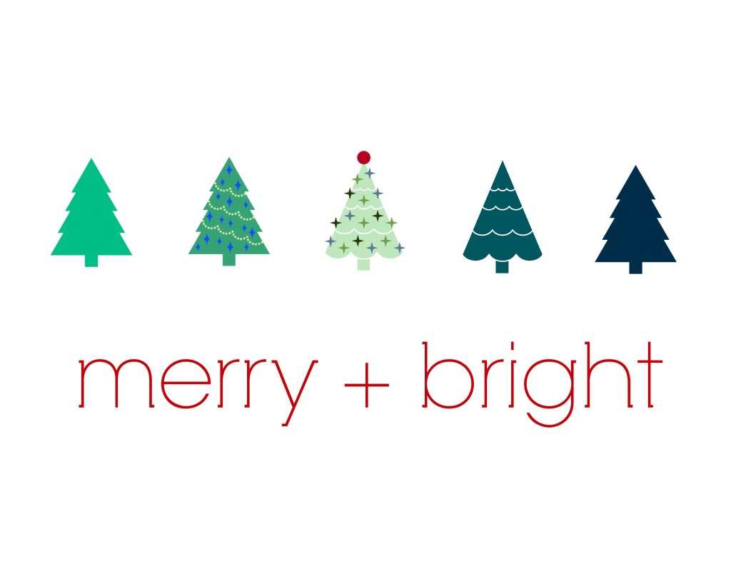 Merry + Bright Free Printable Red Version