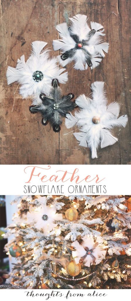 Thoughts From Alice-Snowflake Feather Ornaments