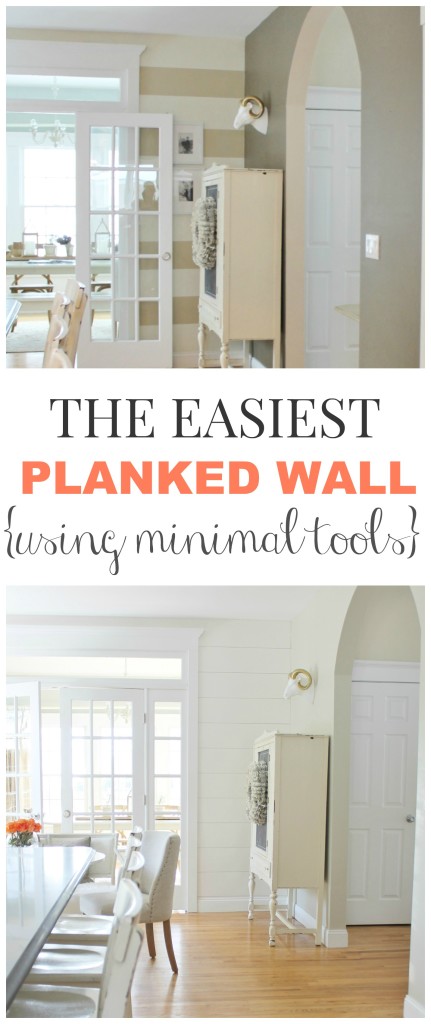 The Easiest Planked Wall Using Minimal Tools, the before & after- a farmhouse kitchen makeover