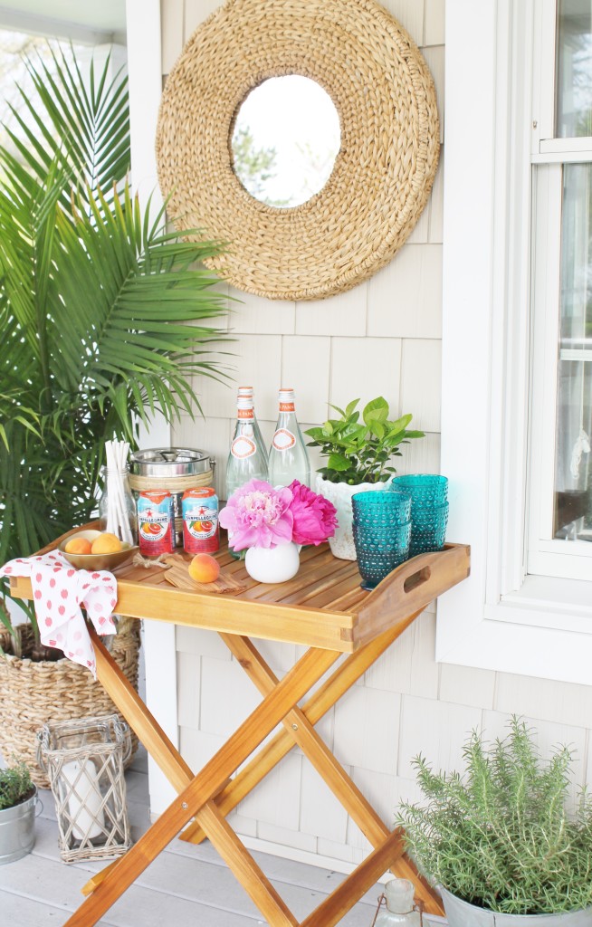 Summer Farmhouse Front Porch- Bar Cart