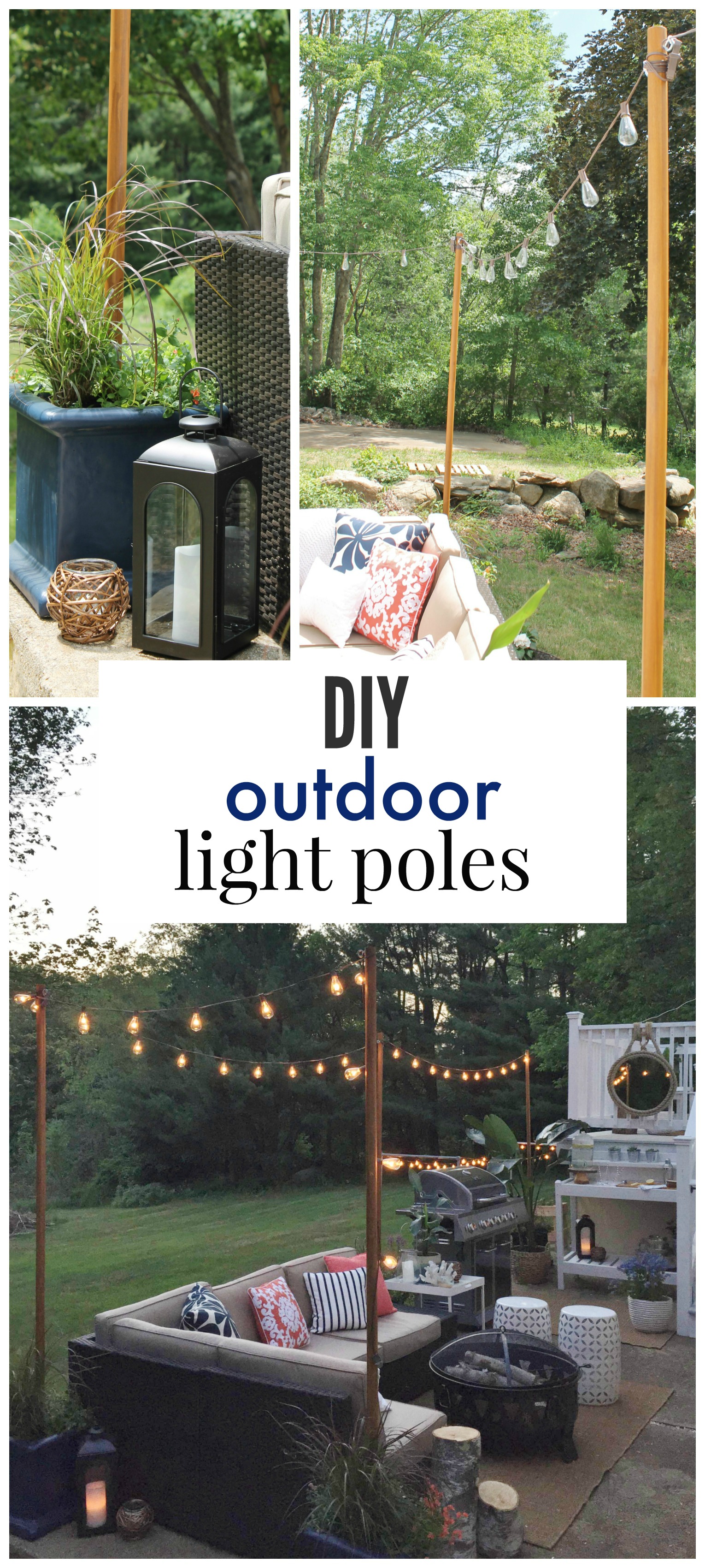 Holiday Styling String Light Poles for Outdoor String Lights - Metal Light  Pole w/Hooks for Outdoor String Lighting - Patio Light Accessories Ideal