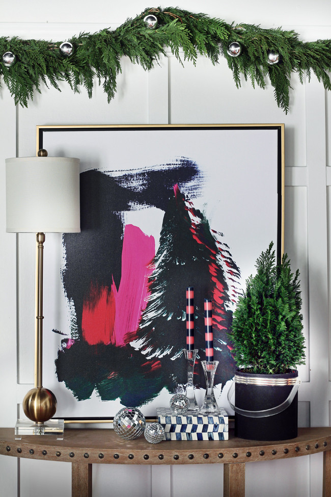 Black Tree With Pink Abstract Canvas