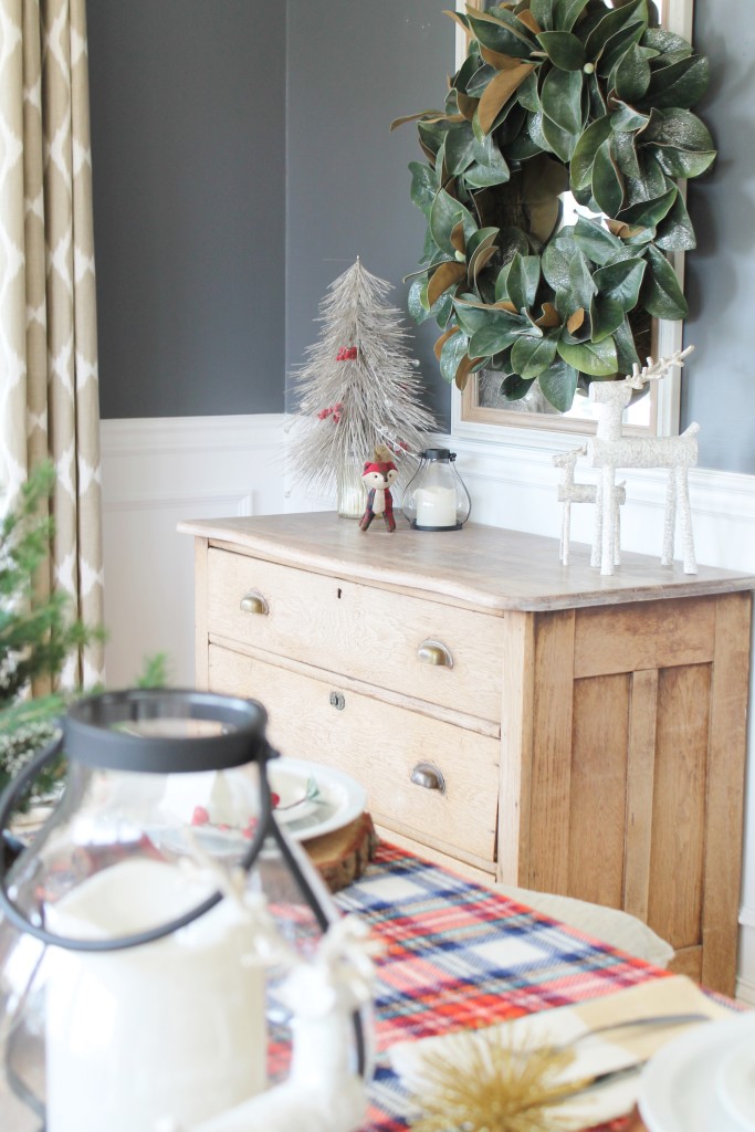 Woodland Inspired Christmas Dining Room With Lowe's & Magnolia Wreath