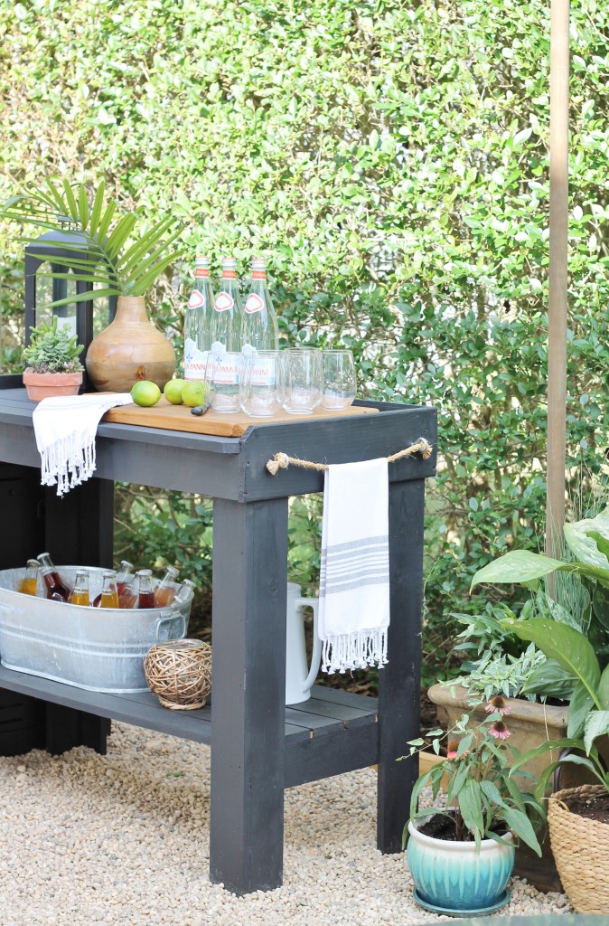 Hamptons Inspired Backyard Reveal-Painted Bar Sherwin Williams Tricorn Black