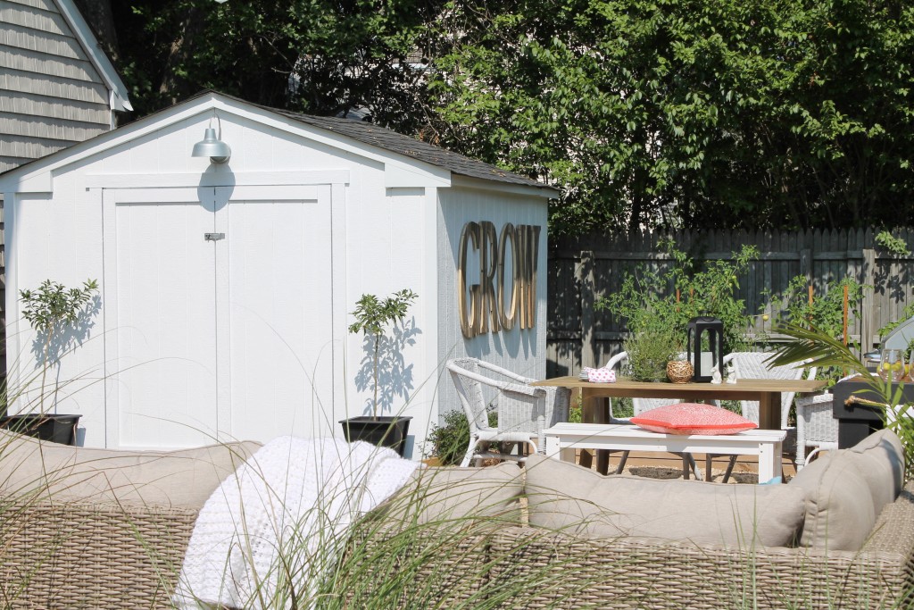 White Batten Board Shed With Barn Light From Lowe's