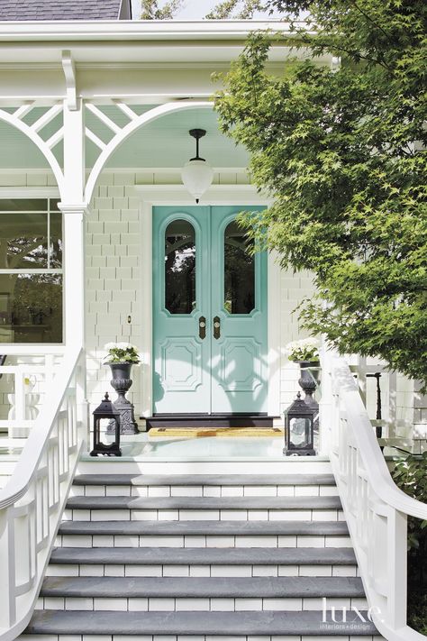 Aqua Front Doors - Luxe Interiors + Design