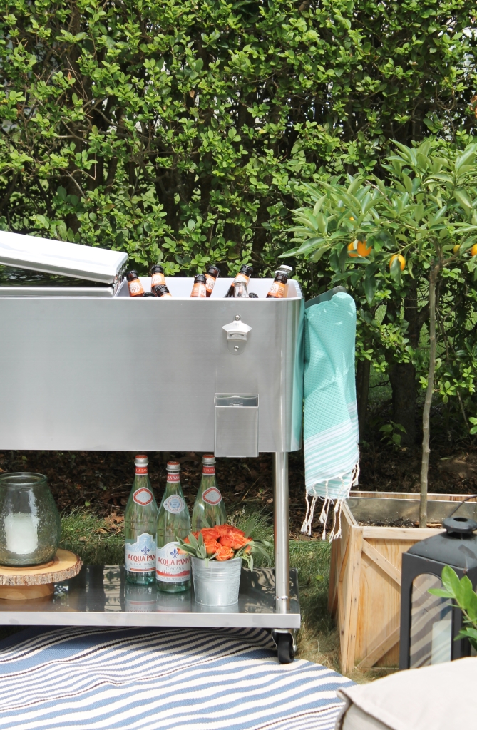 Backyard Summer Picnic Essentials-Rolling Bar Cart is Perfect For Entertaining