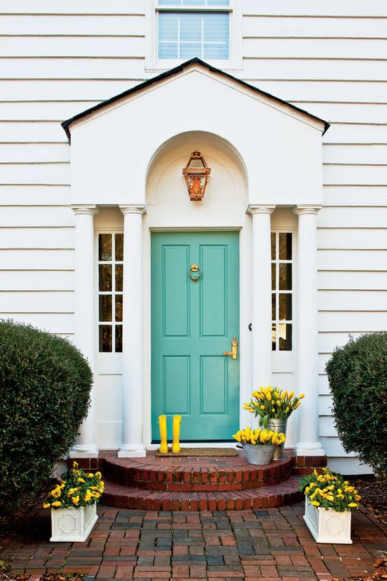 Turquoise Front Door - Southern Living