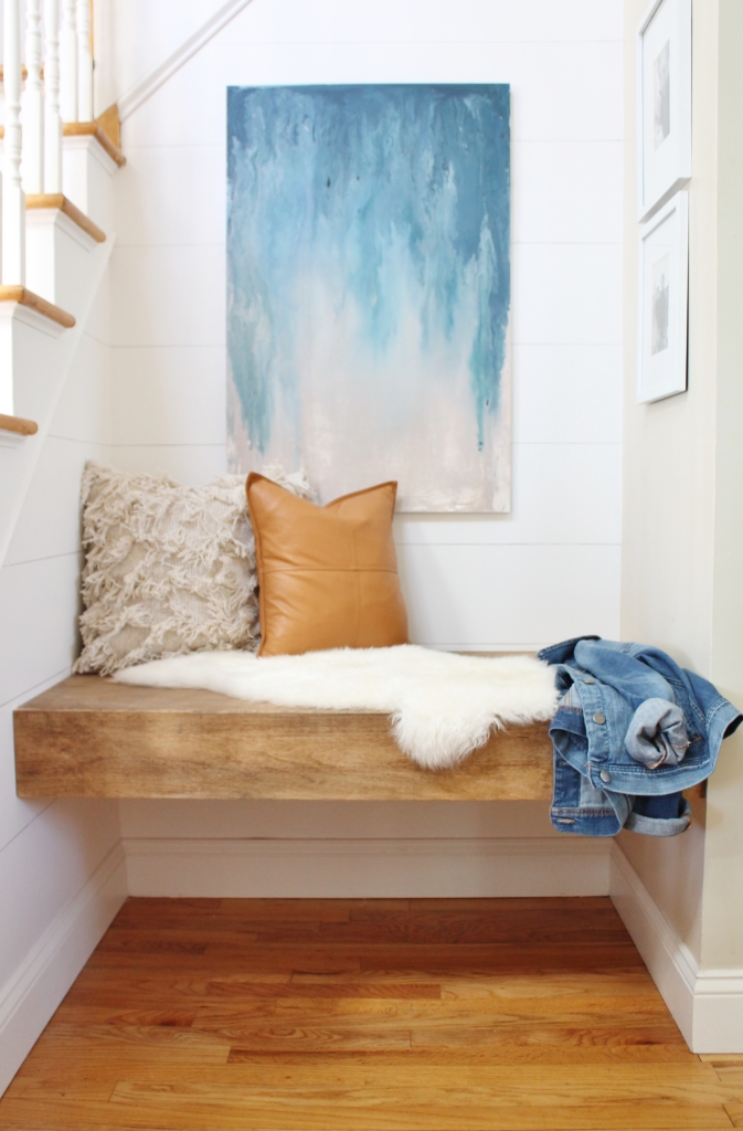 DIY Floating Bench + Abstract Art