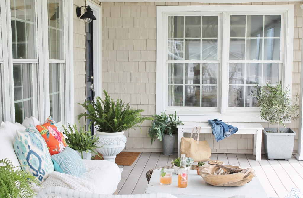 Front Door Makeover-Sherwin-Williams Anchors Aweigh and Mid-Summer Front Porch