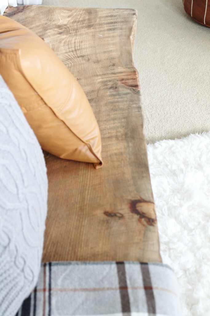 The Easiest DIY LIve Edge Bench With Hair Pins Legs. Mid-Century Modern, Rustic Bedroom Bench