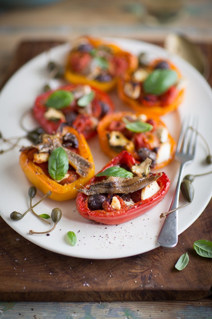 roasted-peppers-stuffed-with-cherry-tomatoes-drizzle-and-dip