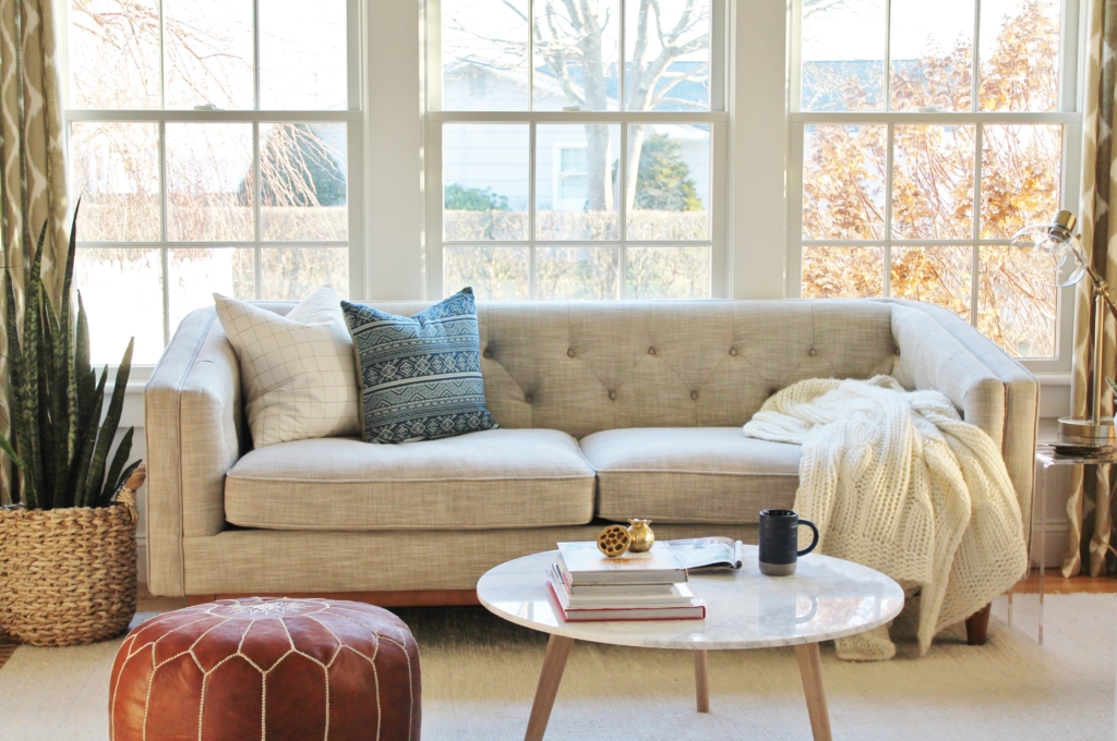 City Farmhouse Den Reveal Pre Paint-Article Linen Sofa