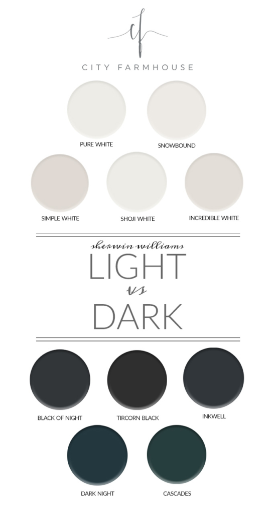 City Farmhouse - Sherwin Williams - Light vs Dark Paint Colors