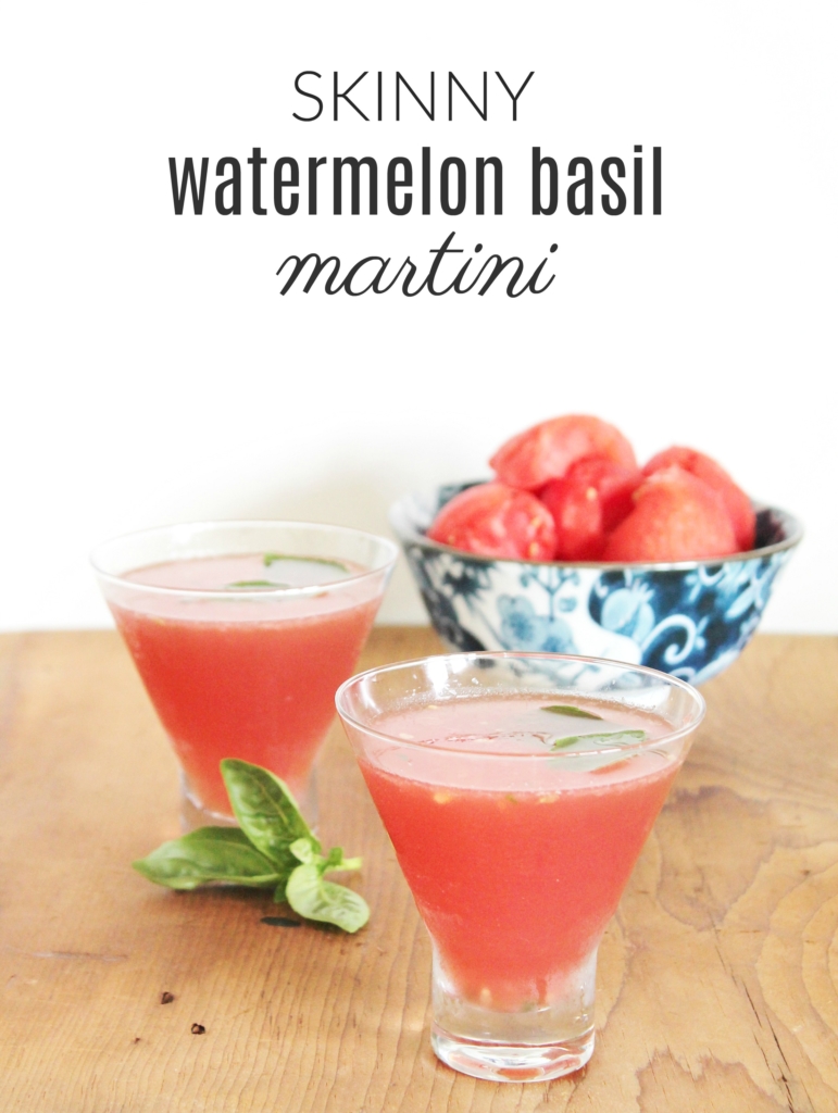 Skinny Watermelon-Basil Martini Under 100 Calories. Perfect summer cocktail!