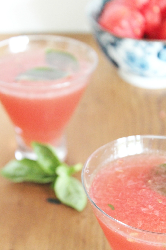 Skinny Watermelon-Basil Martini (Under 100 Calories). Perfect summer cocktail!