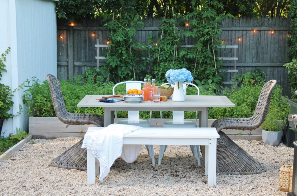 Classic Nantucket Dining Table Makeover & Video. Felted Wool By Sherwin-Williams. Pea Gravel Patio With A Casual & Classic Look. Modern Wicker Dining Chairs. DIY Garden