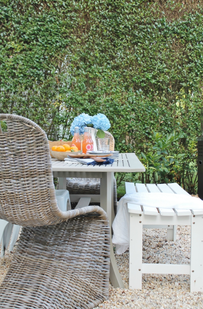 Classic Nantucket Dining Table Makeover & Video. Felted Wool By Sherwin-Williams. Pea Gravel Patio With A Casual & Classic Look. Modern Wicker Dining Chairs. DIY Garden