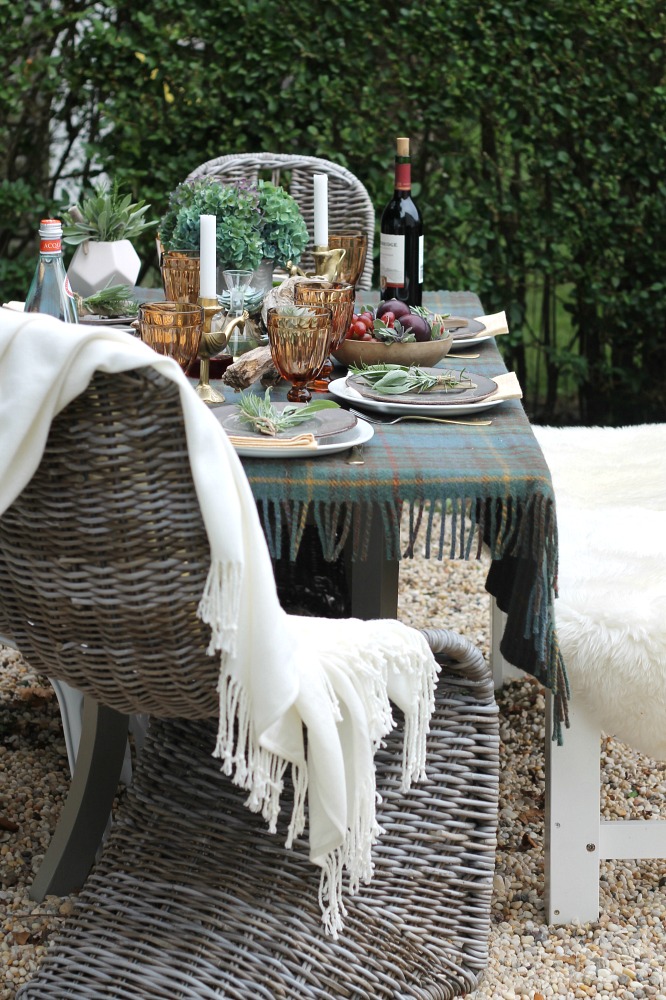 Outdoor Fall Tablescape Using Driftwood, Herbs + Succulents