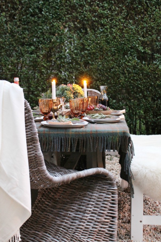 Outdoor Fall Tablescape Using Driftwood, Herbs + Succulents