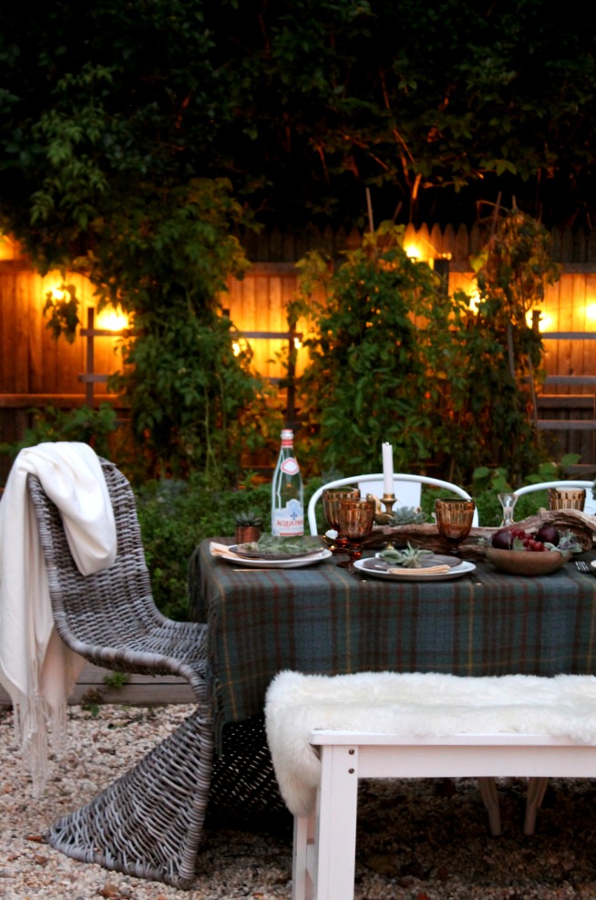 Outdoor Fall Tablescape Using Driftwood, Herbs + Succulents