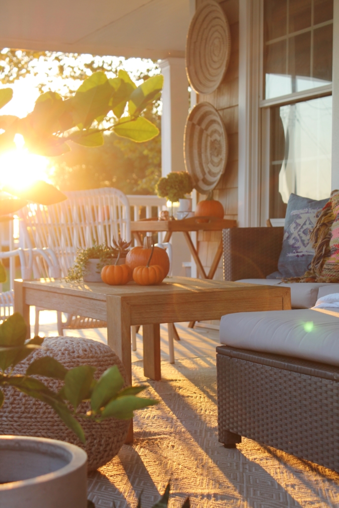 Casual Fall Front Porch With Indigo + Orange