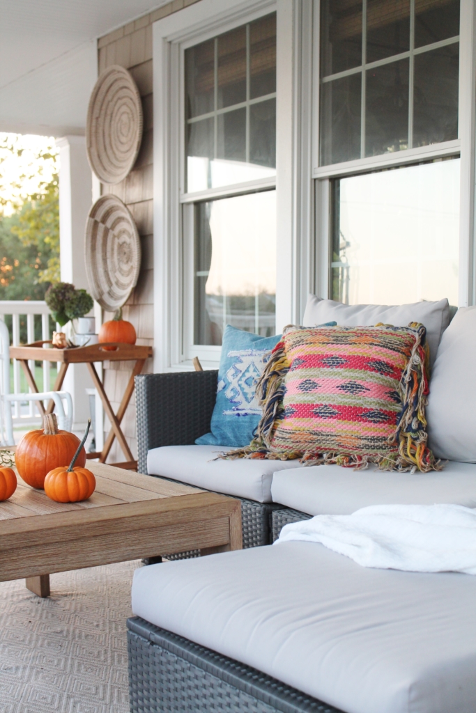 Casual Fall Front Porch With Indigo + Orange