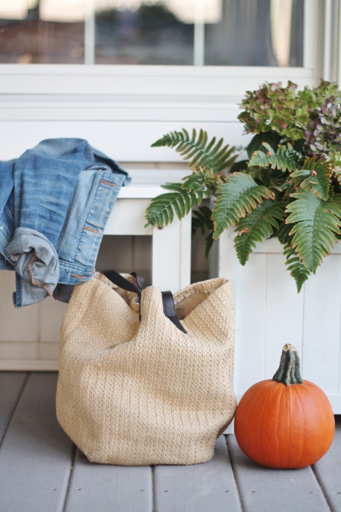 Casual Fall Front Porch With Indigo + Orange