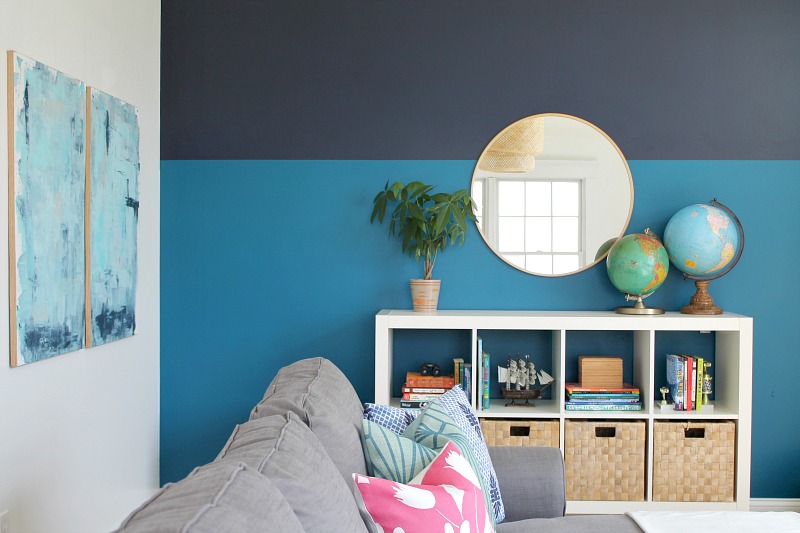 Sherwin-Williams Color of the Year, Playroom Makeover + Modern Color Blocked Wall With Sherwin-Williams