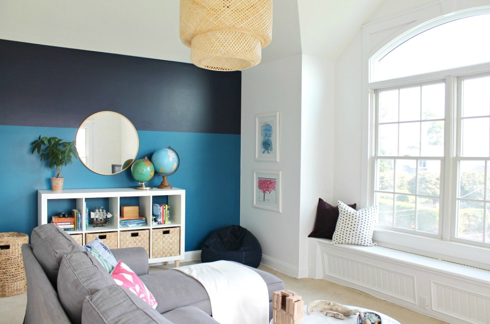 Sherwin-Williams Color of the Year, Playroom Makeover + Modern Color Blocked Wall With Sherwin-Williams