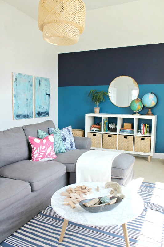 Sherwin-Williams Color of the Year, Playroom Makeover + Modern Color Blocked Wall With Sherwin-Williams