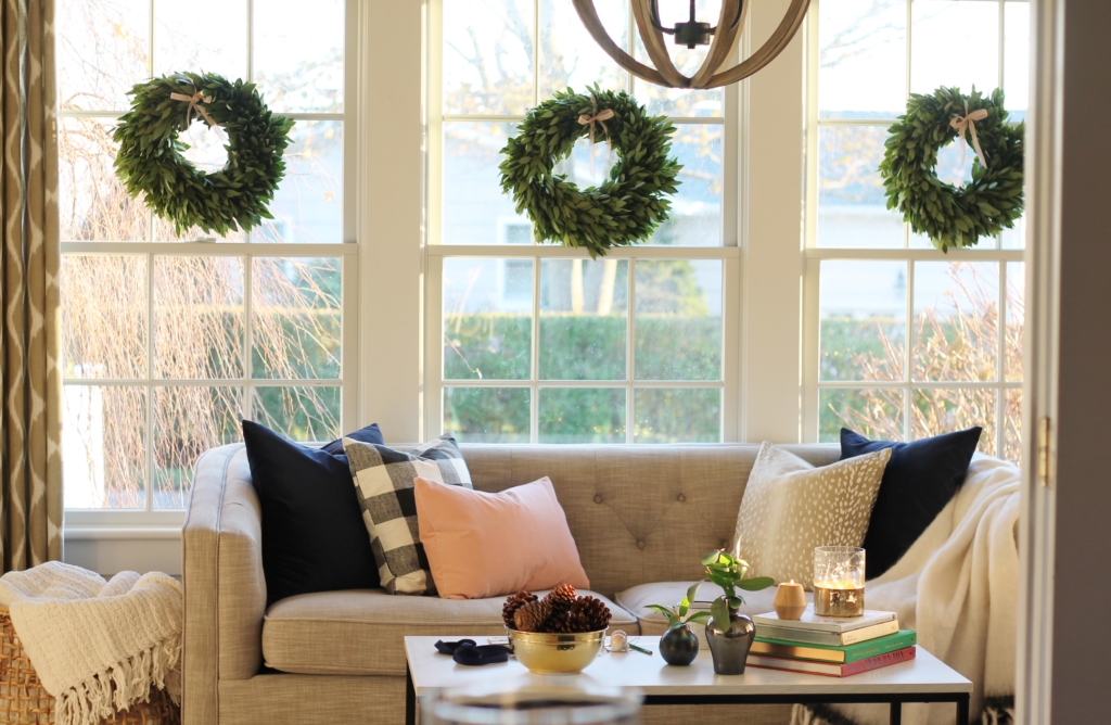 Navy + Blush Christmas Family Room Tour-City Farmhouse