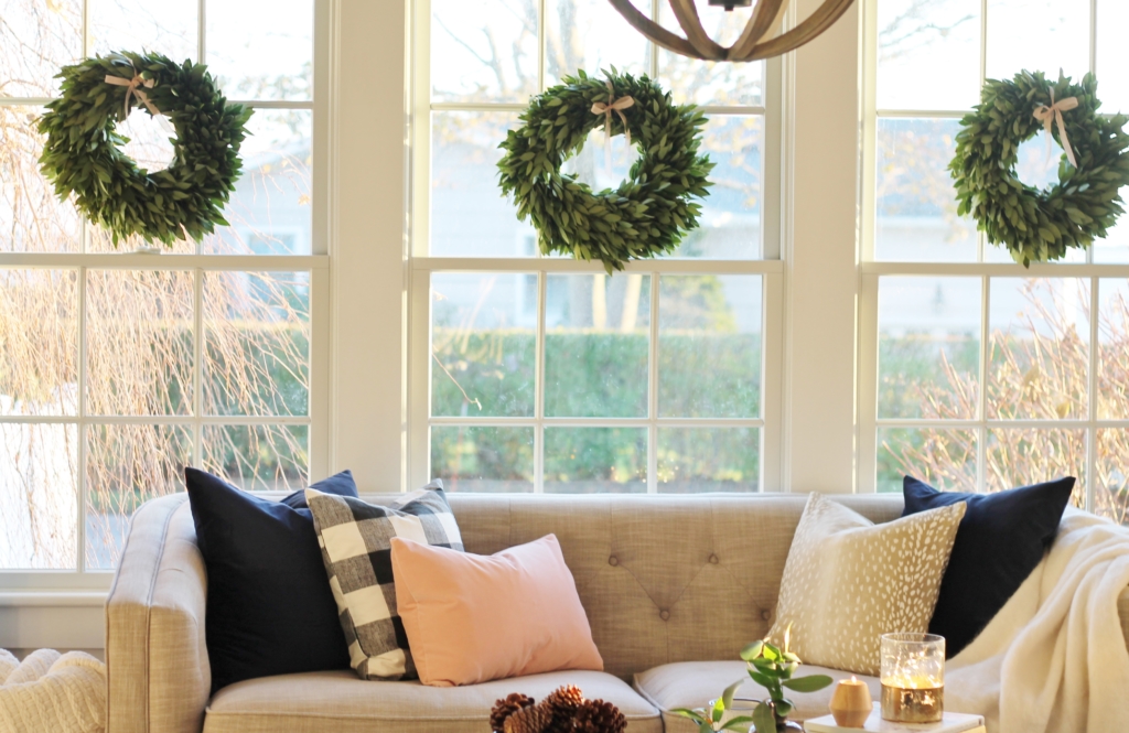 Navy + Blush Christmas Family Room Tour-City Farmhouse