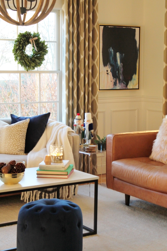 Navy + Blush Christmas Family Room Tour-City Farmhouse